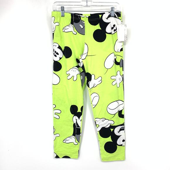 Disney Pajama Set Womens Size Large Tank + Capri Pant Black Lime Green Mickey - Picture 3 of 15
